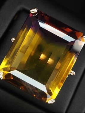 Genuine Bi Color Tourmaline 41.05Ct 925 Sterling Silver gold plated.